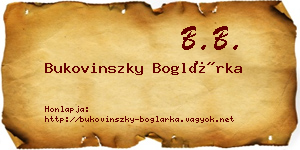 Bukovinszky Boglárka névjegykártya
